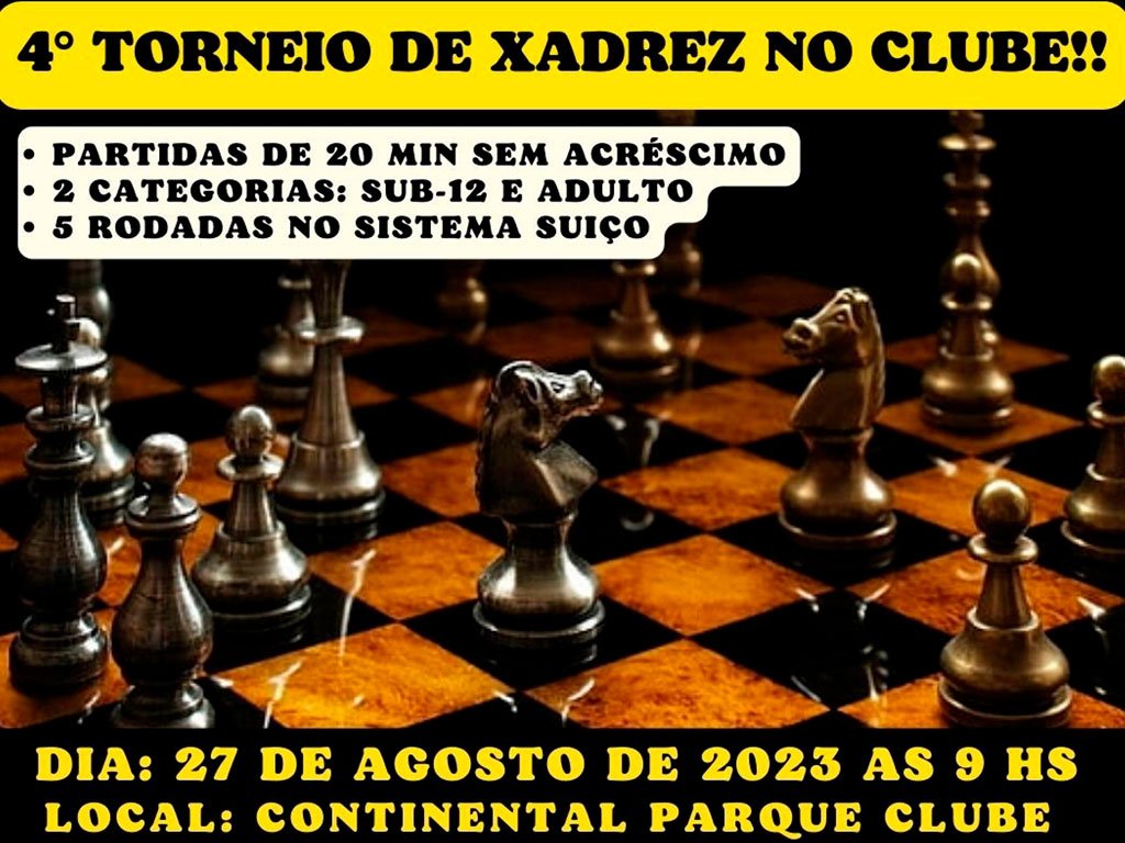 Torneio de xadrez será realizado no próximo dia 10 no Parque Anauá - Folha  BV